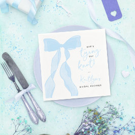 Tying The Knot Elegant Blue Bow Bridal Shower Serviette
