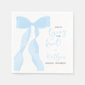 Tying The Knot Elegant Blue Bow Bridal Shower Serviette (Vorderseite)