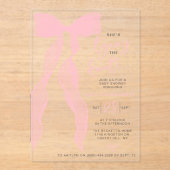 Tying The Knot Elegant Pink Bow Bridal Shower Acryleinladungen (Vorderseite)