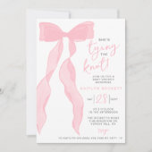 Tying The Knot Elegant Pink Bow Bridal Shower Einladung (Vorderseite)