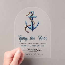 Tying the Knot Navy Blue Anchor Rope Bridal Shower Acryleinladungen