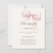 Tying the knot pink bow Bridal Shower invitation (Vorderseite)