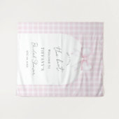 Tying The Knot Pink Bow Bridal Shower Welcome Wandteppich (Vorderseite (Horizontal))