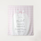 Tying The Knot Pink Bow Bridal Shower Welcome Wandteppich (Vorderseite)