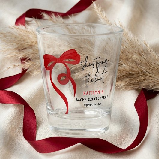 Tying the Knot Red Coquette Bow Bachelorette Party Schnapsglas