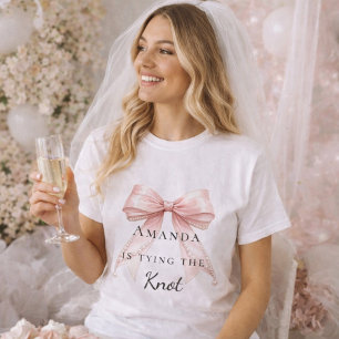Tying the knot rosa Schleife Perlen Junggesellinne T-Shirt