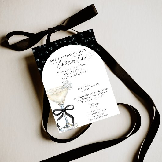 Tying Up Her Twenties Winter Themed 30th Birthday Einladung