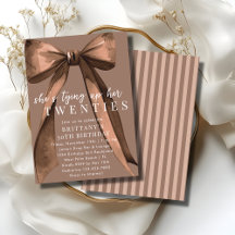 Tying Up My 20s Brown Coquette Bow 30th Birthday