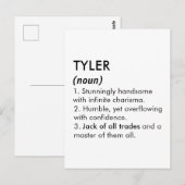 Tyler name, Editable name, Custom name Postkarte (Vorne/Hinten)