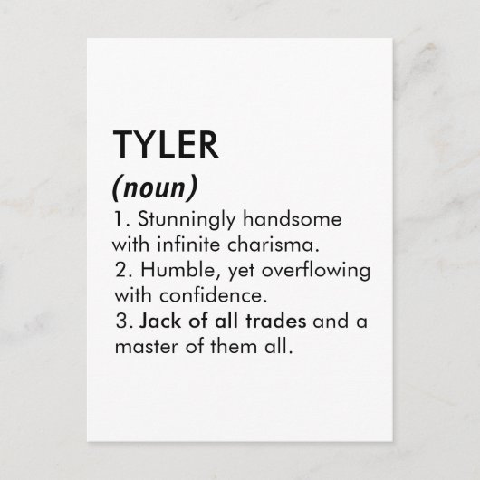 Tyler name, Editable name, Custom name Postkarte (Vorderseite)