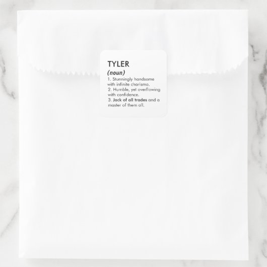 Tyler name, Editable name, Custom name Quadratischer Aufkleber (Tasche)