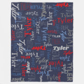 Tyler personalisierter Name Rot-Grau-Decke Fleecedecke (Vorderseite)