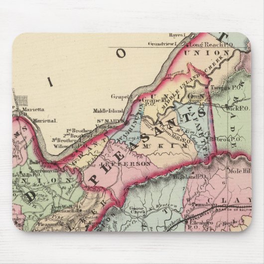 Tyler, Ritchie, Pleasants, Holz, Draht-Landkreis Mousepad (Vorne)