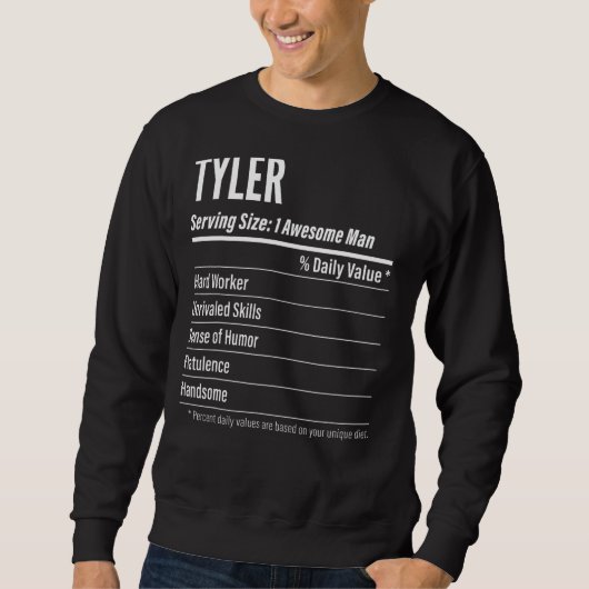 Tyler Serving Size Nutrition Label Calories Sweatshirt (Vorderseite)