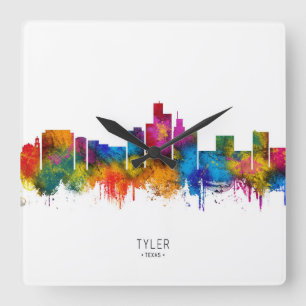 Tyler Texas Skyline Quadratische Wanduhr