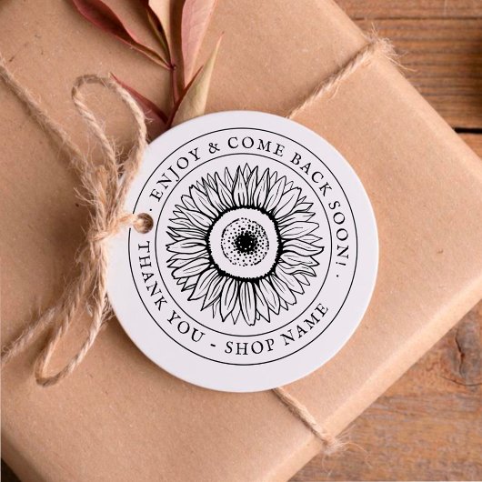tylish Vintag Sunflower Small Business Gummistempel