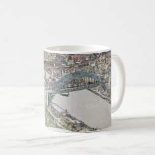 Tyne Bridge Newcastle Skyline Skizze Kunst Kaffeetasse