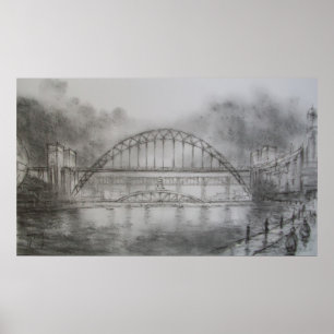Tyne-Brücke vom Kai-Newcastle-Druck Poster