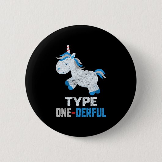 Typ 1 Derful Diabetes T1 Awareness Unicorblau Button (Vorderseite)