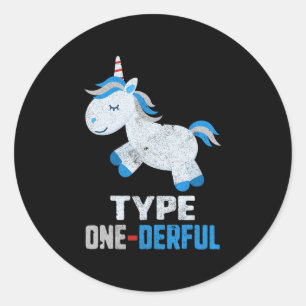 Typ 1 Derful Diabetes T1 Awareness Unicorblau Runder Aufkleber