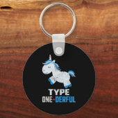 Typ 1 Derful Diabetes T1 Awareness Unicorblau Schlüsselanhänger (Vorderseite)