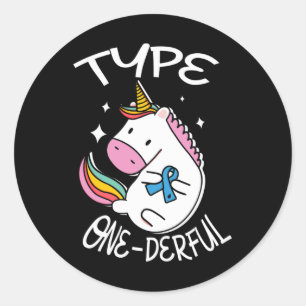 Typ 1 derful Unicorn für ein Diabetiker Diabetes A Runder Aufkleber