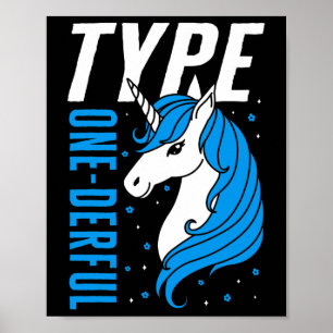 Typ 1 Derful Unicorn T1d Girls Diabetes Awarene Poster