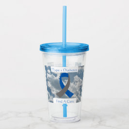 Typ 1 Diabetes Akrylcup mit Lid und Strahl Acryltrinkbecher