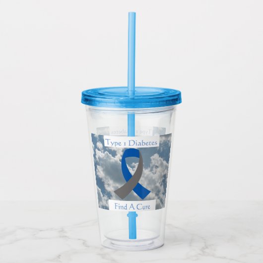 Typ 1 Diabetes Akrylcup mit Lid und Strahl Acryltrinkbecher (Vorderseite)