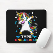 Typ 1 Diabetes Awareness Unicorn Typ 1 derful Mousepad (Mit Mouse)