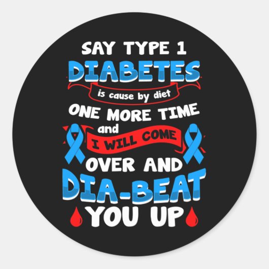 Typ 1 Diabetes-Bewusstsein 1 Runder Aufkleber (Vorderseite)