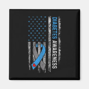 Typ 1 Diabetes-Bewusstsein Amerikaner Flaggen Blue Magnet
