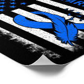 Typ 1 Diabetes-Bewusstsein Amerikaner Flaggen Blue Poster (Ecke)