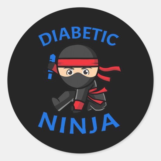 Typ 1 Diabetes Bewusstsein Diabetiker Ninja T1D Ki Runder Aufkleber (Vorderseite)