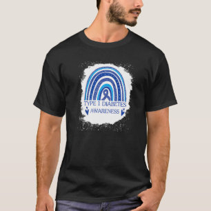 Typ 1 Diabetes Bewusstsein gebleicht Rainbow Blue T-Shirt