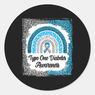 Typ 1 Diabetes Bewusstsein gebleicht Rainbow Leopa Runder Aufkleber