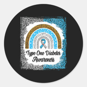 Typ 1 Diabetes Bewusstsein gebleicht Rainbow Leopa Runder Aufkleber