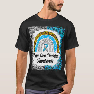 Typ 1 Diabetes Bewusstsein gebleicht Rainbow Leopa T-Shirt