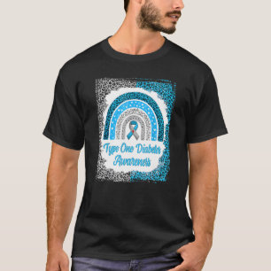 Typ 1 Diabetes Bewusstsein gebleicht Rainbow Leopa T-Shirt