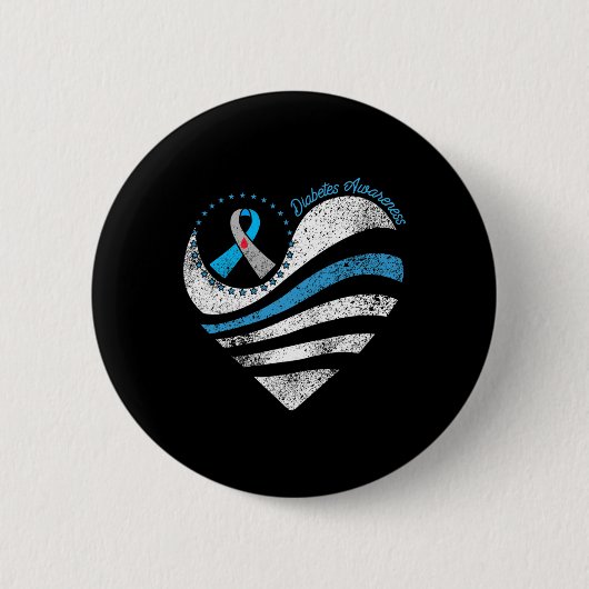 Typ 1 Diabetes Bewusstsein Herz Ribbon Button (Vorderseite)