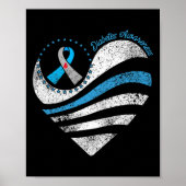 Typ 1 Diabetes Bewusstsein Herz Ribbon Poster (Vorne)