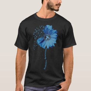 Typ 1 Diabetes-Bewusstsein Sonnenblume blauer Band T-Shirt