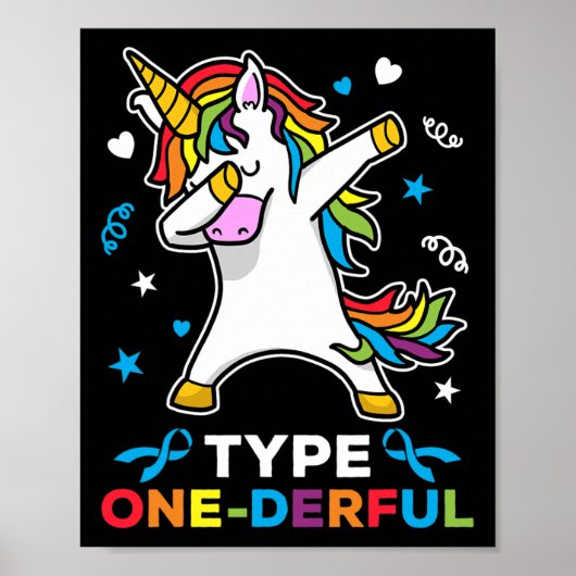 Typ 1 Diabetes Bewusstsein Unicorn Typ 1 Derful Poster (Vorne)