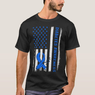 Typ 1 Diabetes-Bewusstsein US-Flagge Blue Ri T-Shirt