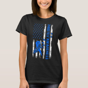 Typ 1 Diabetes-Bewusstsein US-Flagge Blue Ri T-Shirt
