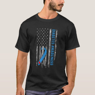 Typ 1 Diabetes-Bewusstsein US-Flagge Blue Ri T-Shirt