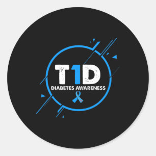 Typ 1 Diabetes Bewusstsein Vintag Diabetiker T1d-V Runder Aufkleber