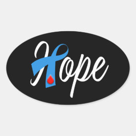 Typ 1 Diabetes Blue Ribbon Awareness HOPE Ovaler Aufkleber