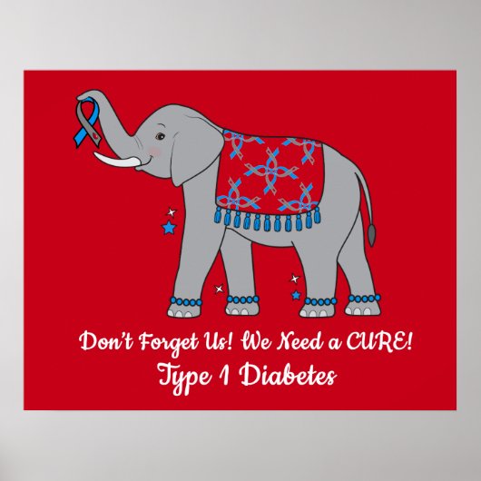 Typ 1 Diabetes Elefant of Awareness and Hope Poster (Vorne)