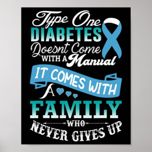 Typ-1-Diabetes Für Familie Blaues Band Diabetiker Poster